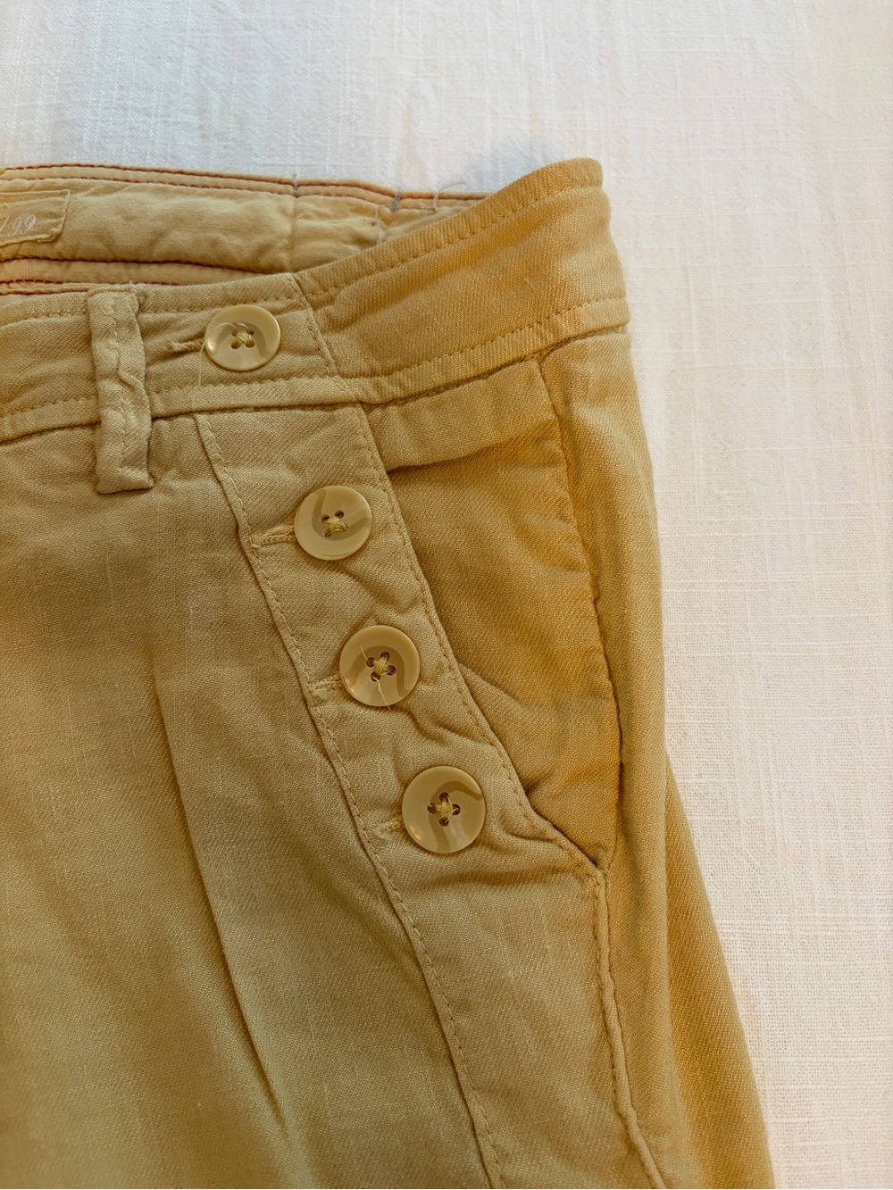 Level 99 Yellow High-Waist Pants with Contrast Stitching